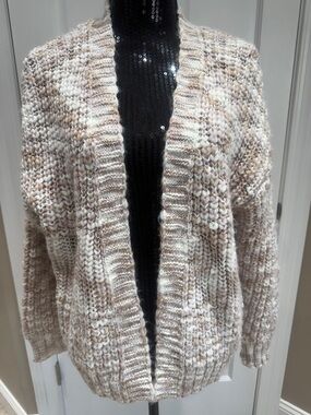 Hippie Rose Marled Open-Front Cardigan - Cream & Tan